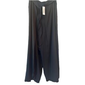 TEREA by Andrea Pitter Black Wide Leg Overlay Pants Lyocell Belted Plus 4X NWT